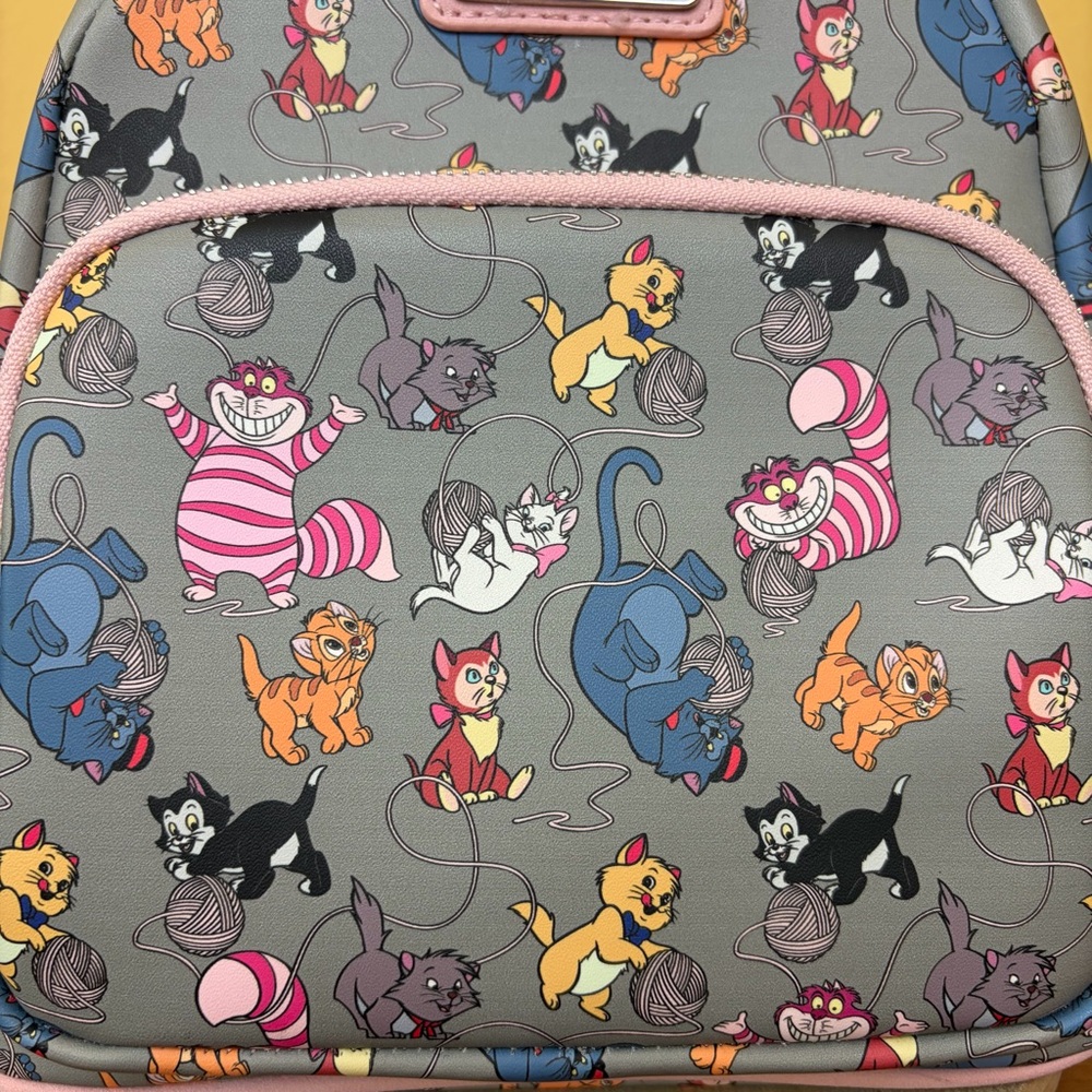 Loungefly Disney Cats Gray Pink Mini Backpack - Picture 3 of 16